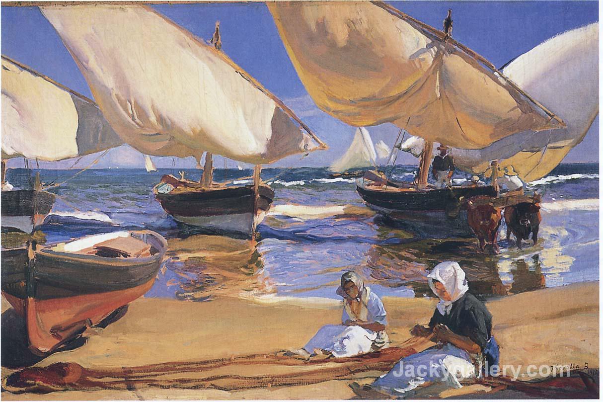 On the Beach at Valencia by Joaquin Sorolla y Bastida paintings reproduction